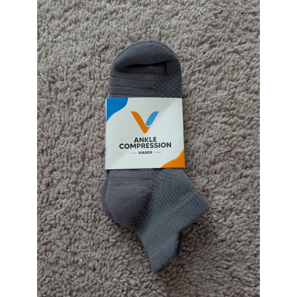 Viasox Ankle Compression Socks Gray Small/Medium Bamboo Blend NWT